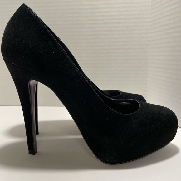 Steve Madden Russh Black Suede Platforn Heels - Picture 3 of 9